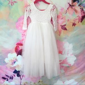 Two Bunnies / Lace flower girl dress